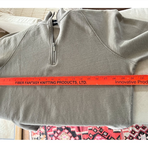 NAADAM Cotton/Cashmere Blend 1/4 Zip Pullover Top in Taupe - S - Picture 9 of 12